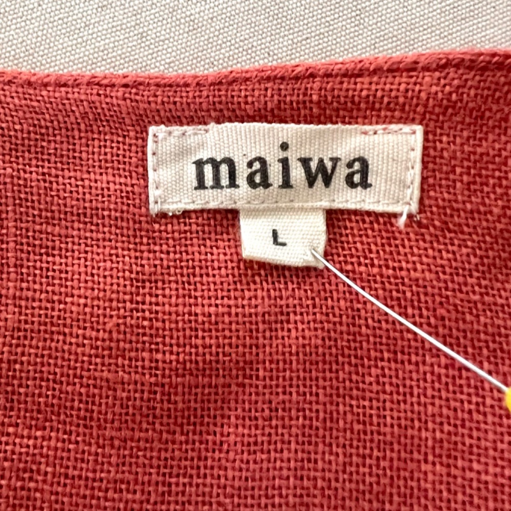 MAIWA Artisan Hand Dyed Linen Long Sleeve Tunic Top in Terracotta - L - Picture 5 of 11